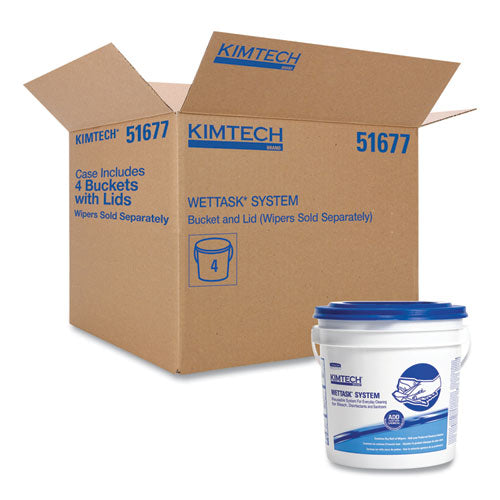 Kimtech WetTask Wiper Bucket, White-Blue, 4-Carton 51677