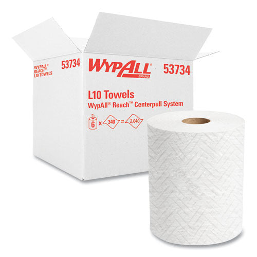 WypAll Reach System Roll Towel, 1-Ply, 11 x 7, White, 340-Roll, 6 Rolls-Carton 53734