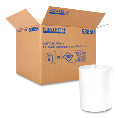 Kimtech WetTask System Prep Wipers for Bleach, Disinfectants and Sanitizers Hygienic Enclosed System Refills, 250-Roll, 6 Roll-Carton 53850