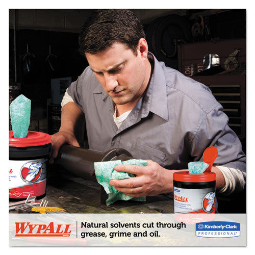 WypAll Heavy-Duty Waterless Cleaning Wipes, 12 x 9 1-2, Green-White, 50-Canister, 8-CT 58310