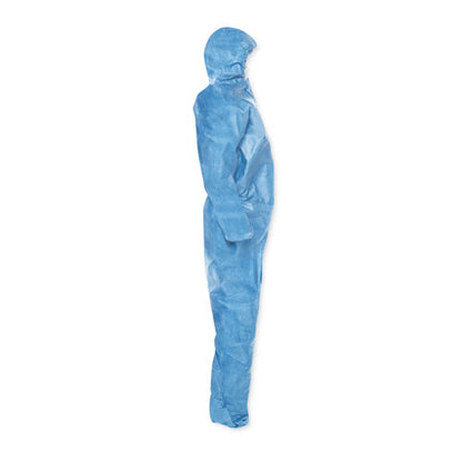 KleenGuard A20 Elastic Back Wrist-Ankle Hooded Coveralls, Large, Blue, 24-Carton KCC 58513