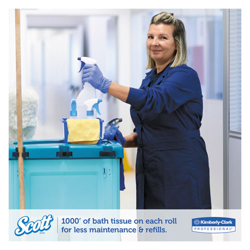 Scott Essential 100% Recycled Fiber JRT Bathroom Tissue, Septic Safe, 2-Ply, White, 1000 ft, 12 Rolls-Carton 67805