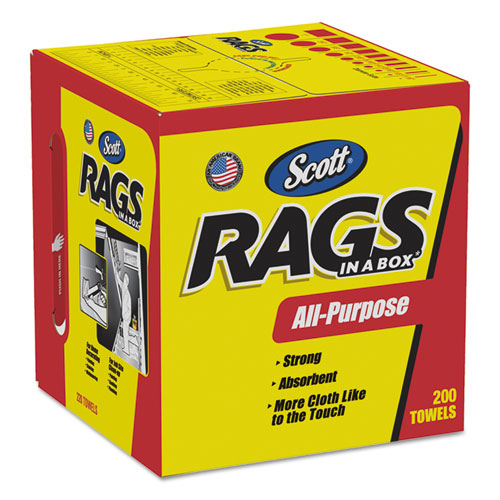 Scott Rags in a Box, POP-UP Box, 10 x 12, White, 200-Box, 8 Boxes per Carton KCC 75260