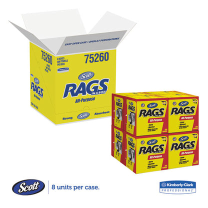 Scott Rags in a Box, POP-UP Box, 10 x 12, White, 200-Box, 8 Boxes per Carton KCC 75260