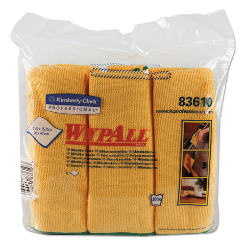 WypAll Microfiber Cloths, Reusable, 15 3-4 x 15 3-4, Yellow, 24-Carton KCC 83610