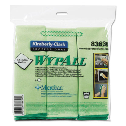 WypAll Microfiber Cloths, Reusable, 15 3-4 x 15 3-4, Green, 6-Pack 83630