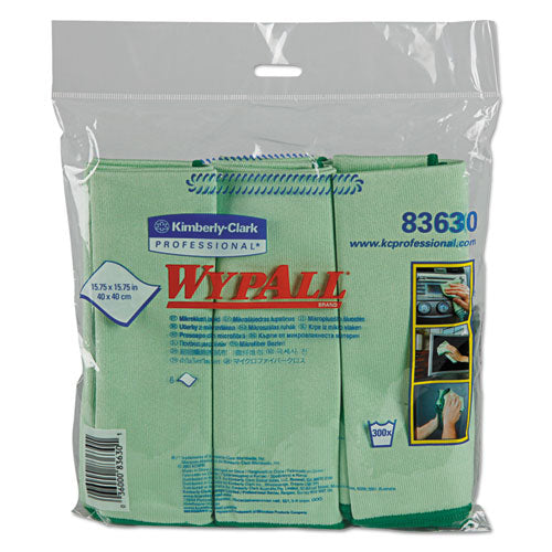WypAll Microfiber Cloths, Reusable, 15 3-4 x 15 3-4, Green, 24-Carton KCC 83630