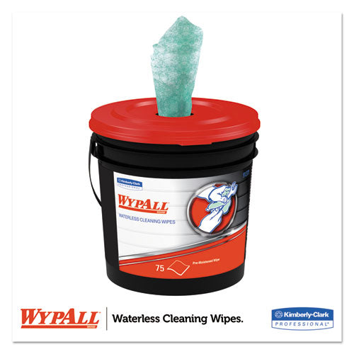 WypAll Waterless Hand Wipes, Cloth, 9 x 12, 75-Bucket, 6 Buckets-Carton 91371CT
