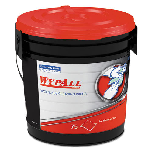 WypAll Waterless Hand Wipes, Cloth, 9 x 12, 75-Bucket, 6 Buckets-Carton 91371CT