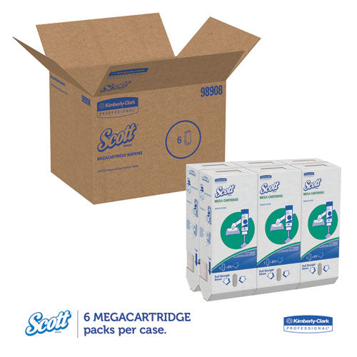 Scott MegaCartridge Napkins, 1-Ply, 8 2-5 x 6 1-2, White, 875-Pack, 6 Packs-Carton 98908