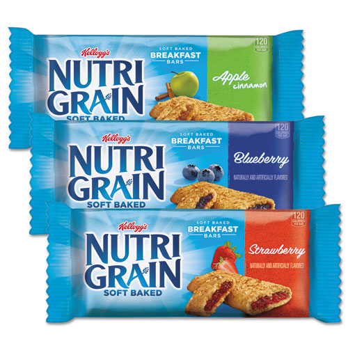 Kellogg's Nutri-Grain Soft Baked Breakfast Bars, Asstd: Apple, Blueberry, Strawberry, 1.3 oz Bar, 48-Carton 3800005872