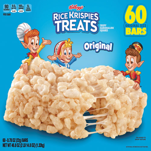 Kellogg's Rice Krispies Treats, Original Marshmallow, 0.78 oz Pack, 60-Carton 3800010750