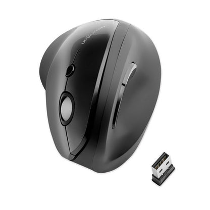 Kensington Pro Fit Ergo Vertical Wireless Mouse, 2.4 GHz Frequency-65.62 ft Wireless Range, Right Hand Use, Black K75501WW