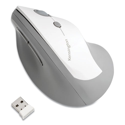 Kensington Pro Fit Ergo Vertical Wireless Mouse, 2.4 GHz Frequency-65.62 ft Wireless Range, Right Hand Use, Gray K75520WW