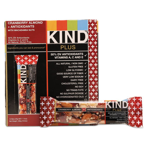 Kind Plus Nutrition Boost Bar, Cranberry Almond and Antioxidants, 1.4 oz, 12-Box 17211