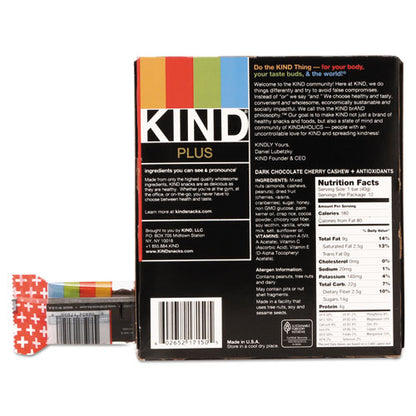 Kind Plus Nutrition Boost Bar, Dk ChocolateCherryCashew-Antioxidants, 1.4 oz, 12-Box 17250