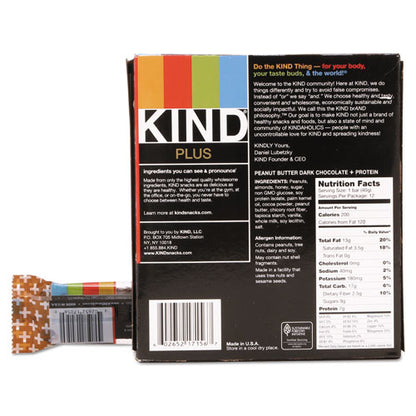 Kind Plus Nutrition Boost Bar, Peanut Butter Dark Chocolate-Protein, 1.4 oz, 12-Box 17256