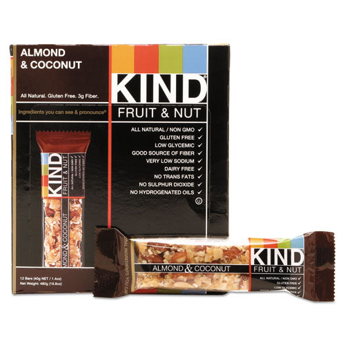 Kind Fruit and Nut Bars, Almond and Coconut, 1.4 oz, 12-Box 17828
