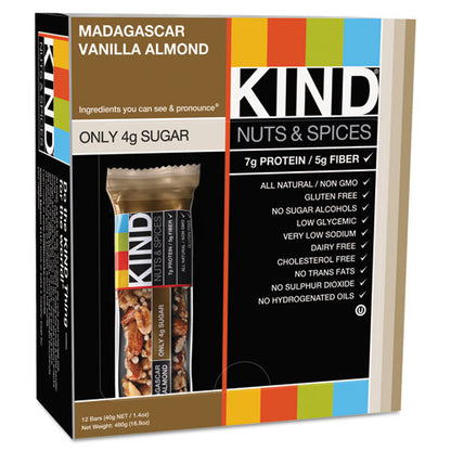 Kind Nuts and Spices Bar, Madagascar Vanilla Almond, 1.4 oz, 12-Box 17850