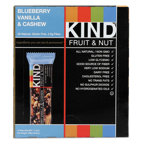 Kind Fruit and Nut Bars, Blueberry Vanilla and Cashew, 1.4 oz Bar, 12-Box 18039