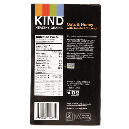 Kind Healthy Grains Bar, Oats and Honey with Toasted Coconut, 1.2 oz, 12-Box 18080