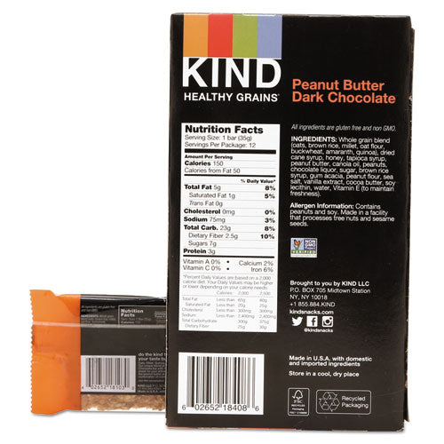 Kind Healthy Grains Bar, Peanut Butter Dark Chocolate, 1.2 oz, 12-Box 18083