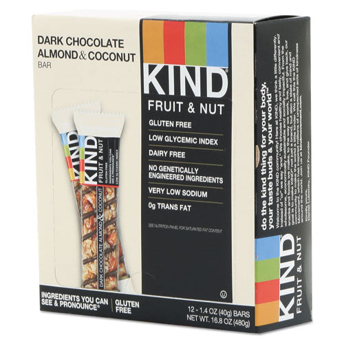 Kind Fruit and Nut Bars, Dark Chocolate Almond and Coconut, 1.4 oz Bar, 12-Box 19987