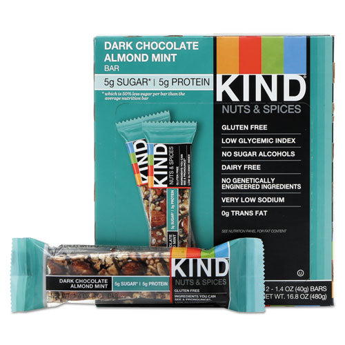 Kind Nuts and Spices Bar, Dark Chocolate Almond Mint, 1.4 oz Bar, 12-Box 19988