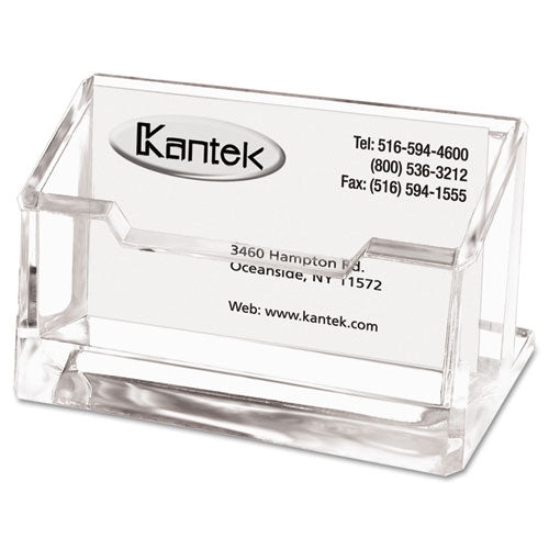 Kantek Acrylic Business Card Holder, Holds 80 Cards, 4 x 1.88 x 2, Clear AD-30