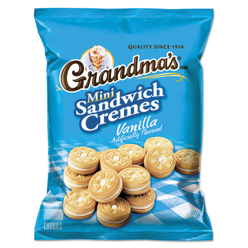 Grandma's Mini Vanilla Creme Sandwich Cookies, 3.71 oz, 24-Carton 028400450959