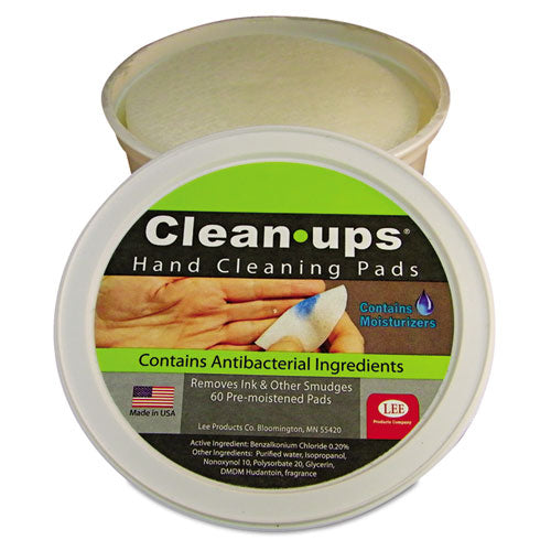 Lee Clean-Ups Hand Cleaning Pads, Cloth, 3" dia, 60-Tub 10145