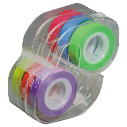 LEE Removable Highlighter Tape, 1-2" X 720", Assorted, 6-PK 13888