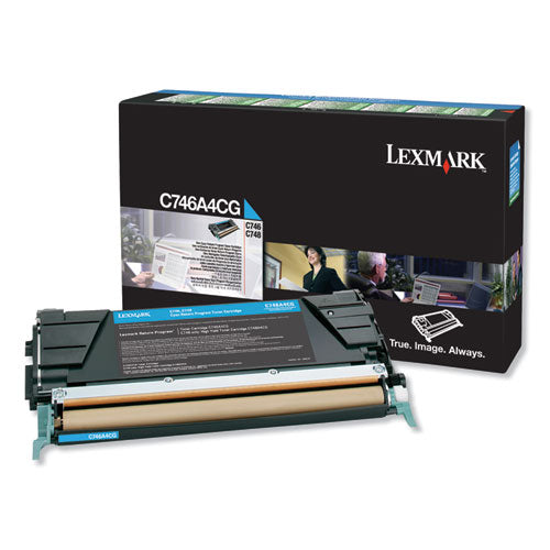 Lexmark C746A4CG Return Program Toner, 7,000 Page-Yield, Cyan, TAA Compliant C746A4CG