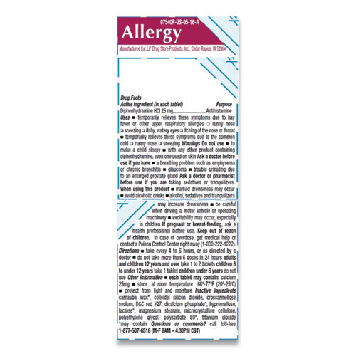 Lil' Drugstore Allergy Relief Tablets, Refill Pack, Two Tablets-Packet, 50 Packets-Box 97117