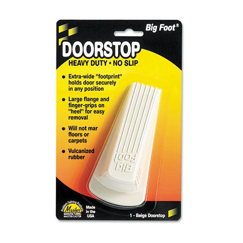 Master Caster Big Foot Doorstop, No Slip Rubber Wedge, 2.25w x 4.75d x 1.25h, Beige 00900