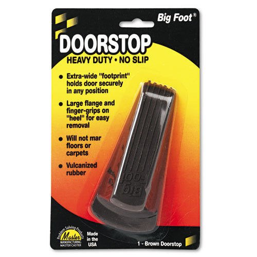 Master Caster Big Foot Doorstop, No Slip Rubber Wedge, 2.25w x 4.75d x 1.25h, Brown 00920