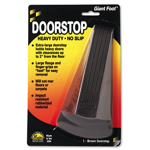 Master Caster Giant Foot Doorstop, No-Slip Rubber Wedge, 3.5w x 6.75d x 2h, Brown 00964