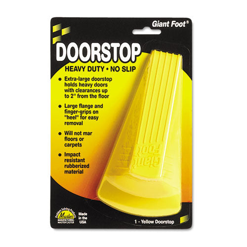 Master Caster Giant Foot Doorstop, No-Slip Rubber Wedge, 3.5w x 6.75d x 2h, Safety Yellow 00966