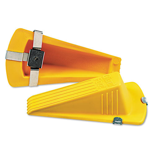 Master Caster Giant Foot Magnetic Doorstop, No-Slip Rubber Wedge, 3.5w x 6.75d x 2h, Yellow 00967