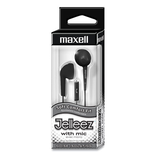 Maxell Jelleez Earbuds, 4 ft Cord, Black 191569