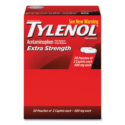 Tylenol Extra Strength Caplets, Two-Pack, 50 Packs-Box 44910