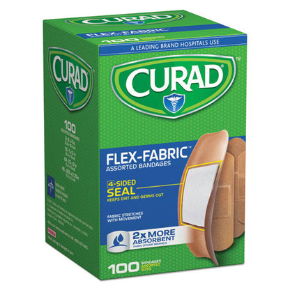 Curad Flex Fabric Bandages, Assorted Sizes, 100-Box CUR0700RB