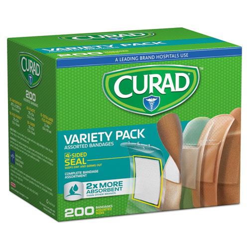 Curad Variety Pack Assorted Bandages, 200-Box CUR0800RB