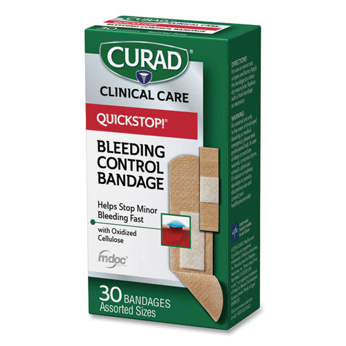 Curad QuickStop Flex Fabric Bandages, Assorted, 30-Box CUR5245