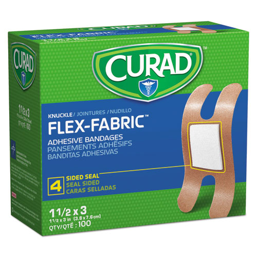 Curad Flex Fabric Bandages, Knuckle, 1.5 x 3, 100-Box NON25510
