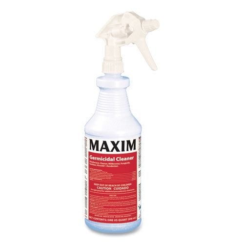 Maxim Germicidal Cleaner, Lemon Scent, 32 oz Bottle, 12 Bottles and 1 Trigger Sprayer-Carton 041000-12