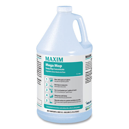 Maxim Mega Mop Damp Mop Concentrate, Lemon Scent, 1 gal Bottle, 4-Carton 180000-41