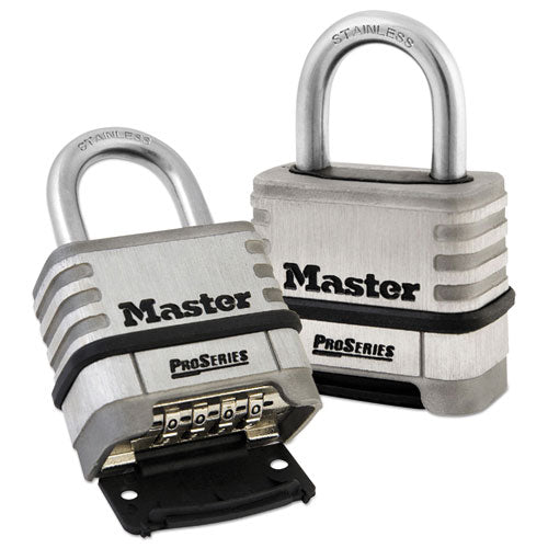 Master Lock ProSeries Stainless Steel Easy-to-Set Combination Lock, Stainless Steel, 5-16" 1174D