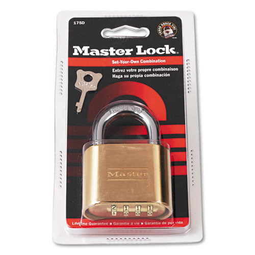 Master Lock Resettable Combination Padlock, 2" Wide, Brass 175D
