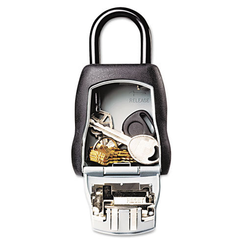 Master Lock Locking Combination 5 Key Steel Box, 3 1-4w x 1 1-2d x 4 5-8h, Black-Silver 5401D